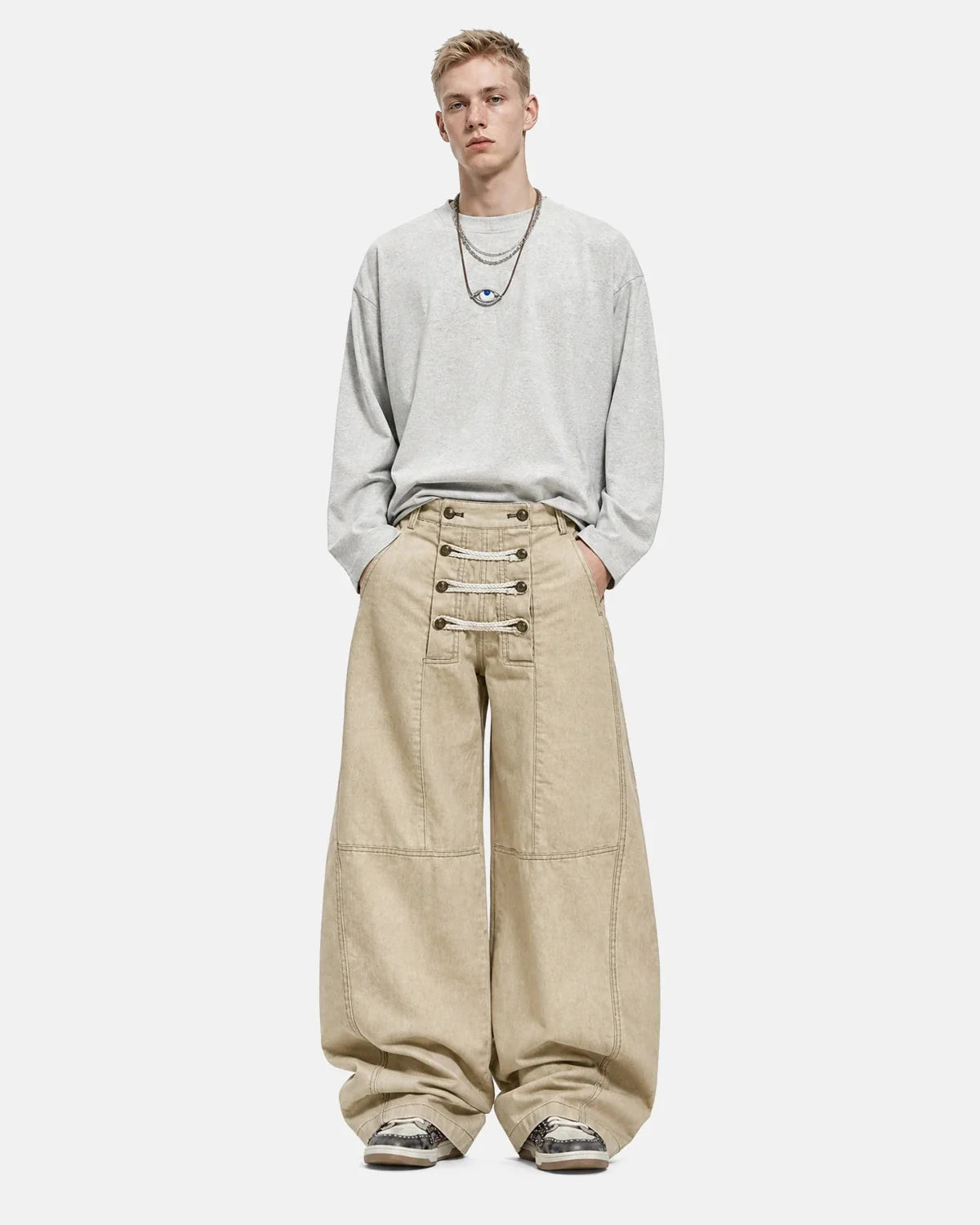 Omygoods Braided Rope Barrel Pants