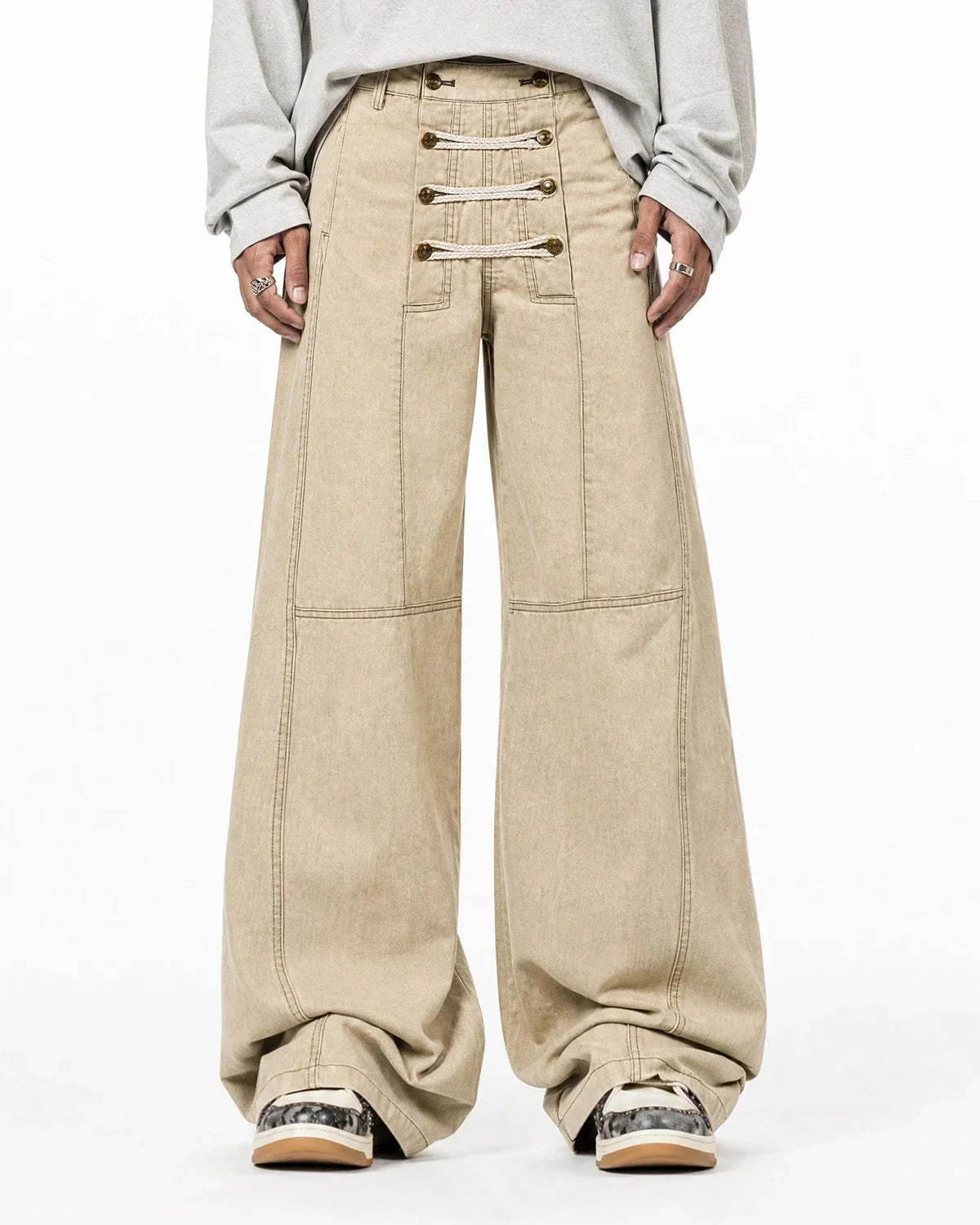 Omygoods Braided Rope Barrel Pants