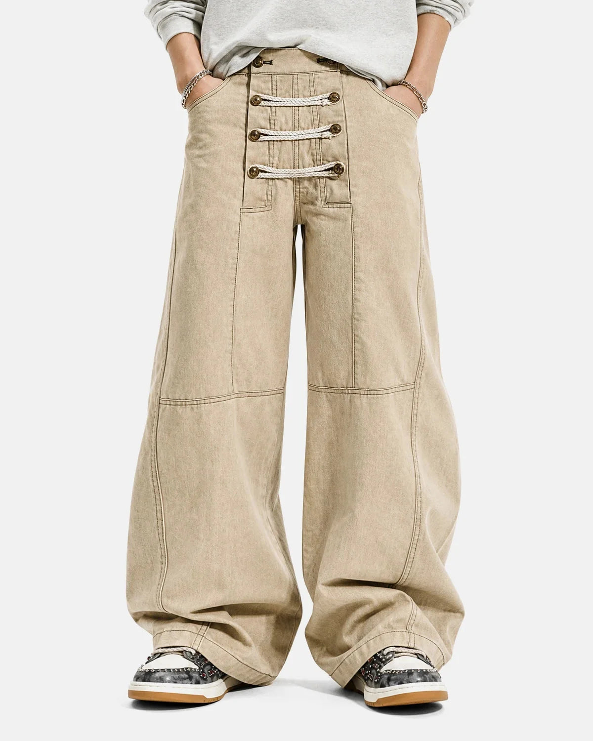 Omygoods Braided Rope Barrel Pants