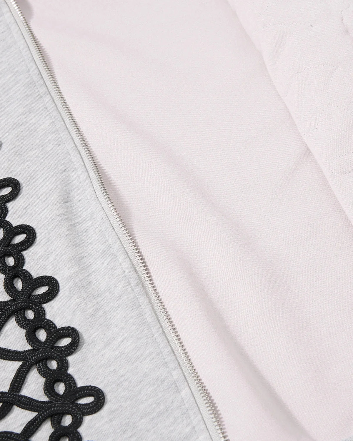 Omygoods Braided Trim Boxy Zip Up Hoodie