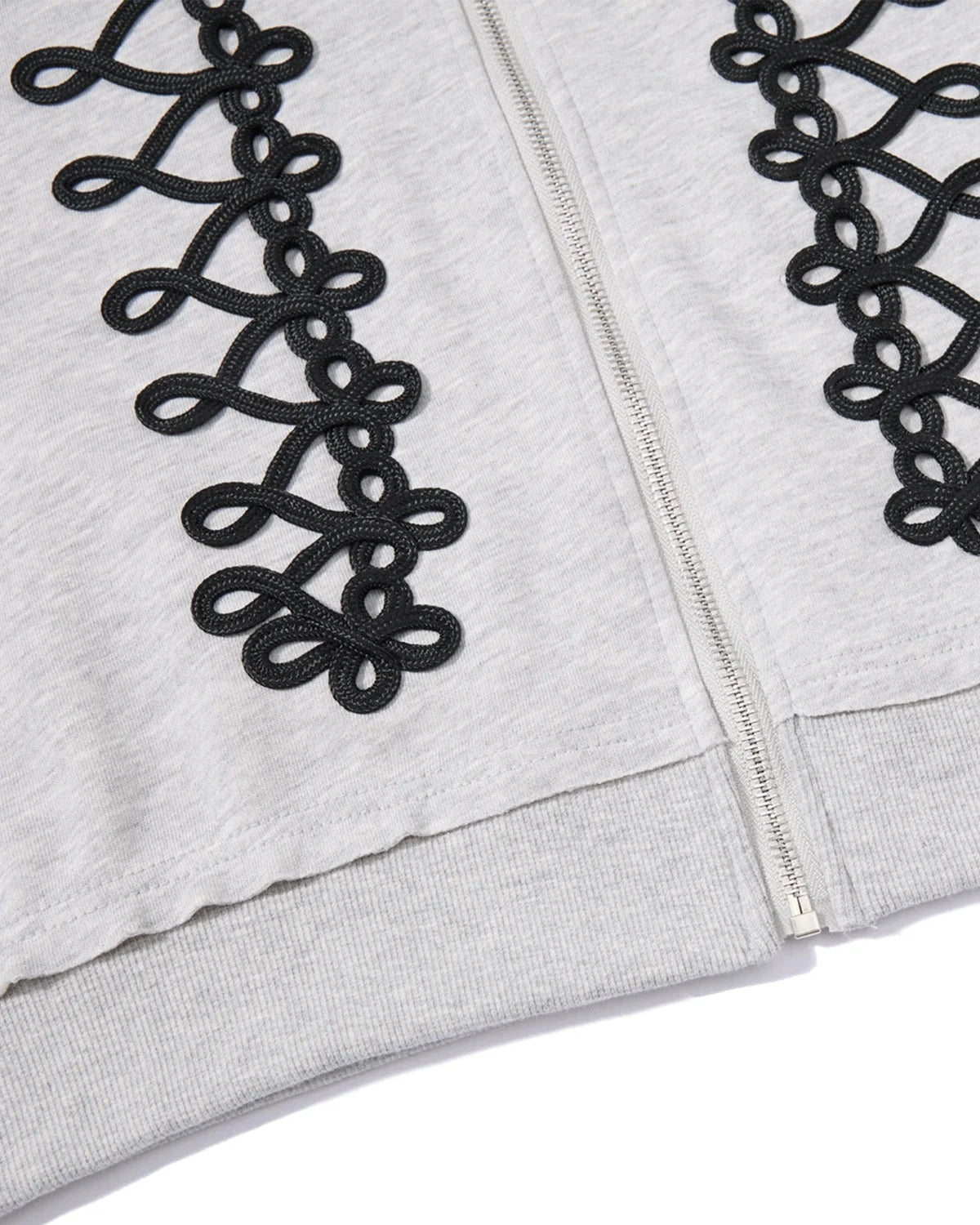 Omygoods Braided Trim Boxy Zip Up Hoodie