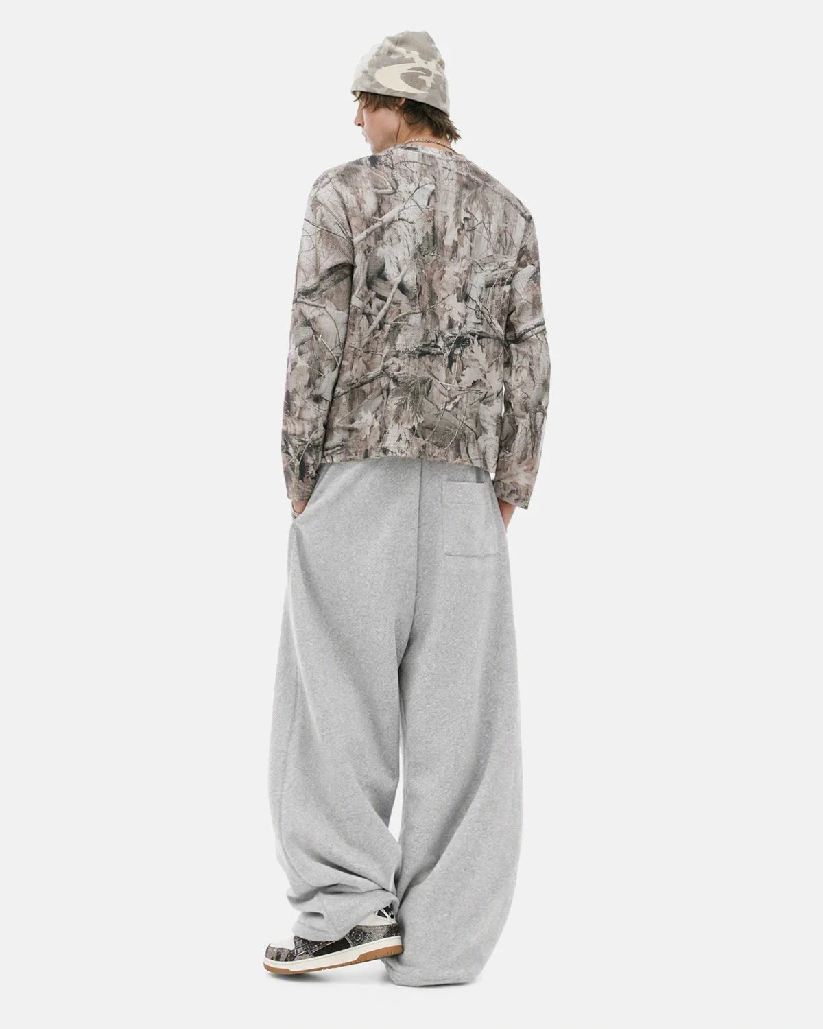 Omygoods Branch Camo Waffle Long Sleeve T-Shirt