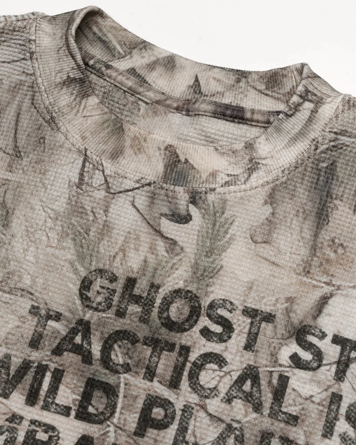 Omygoods Branch Camo Waffle Long Sleeve T-Shirt