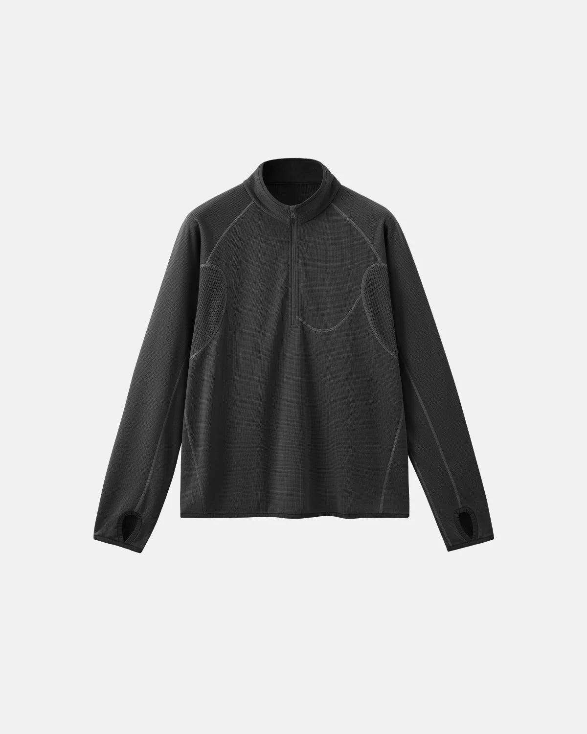 Omygoods Breathable Grid Fleece Half-Zip Sweatshirt