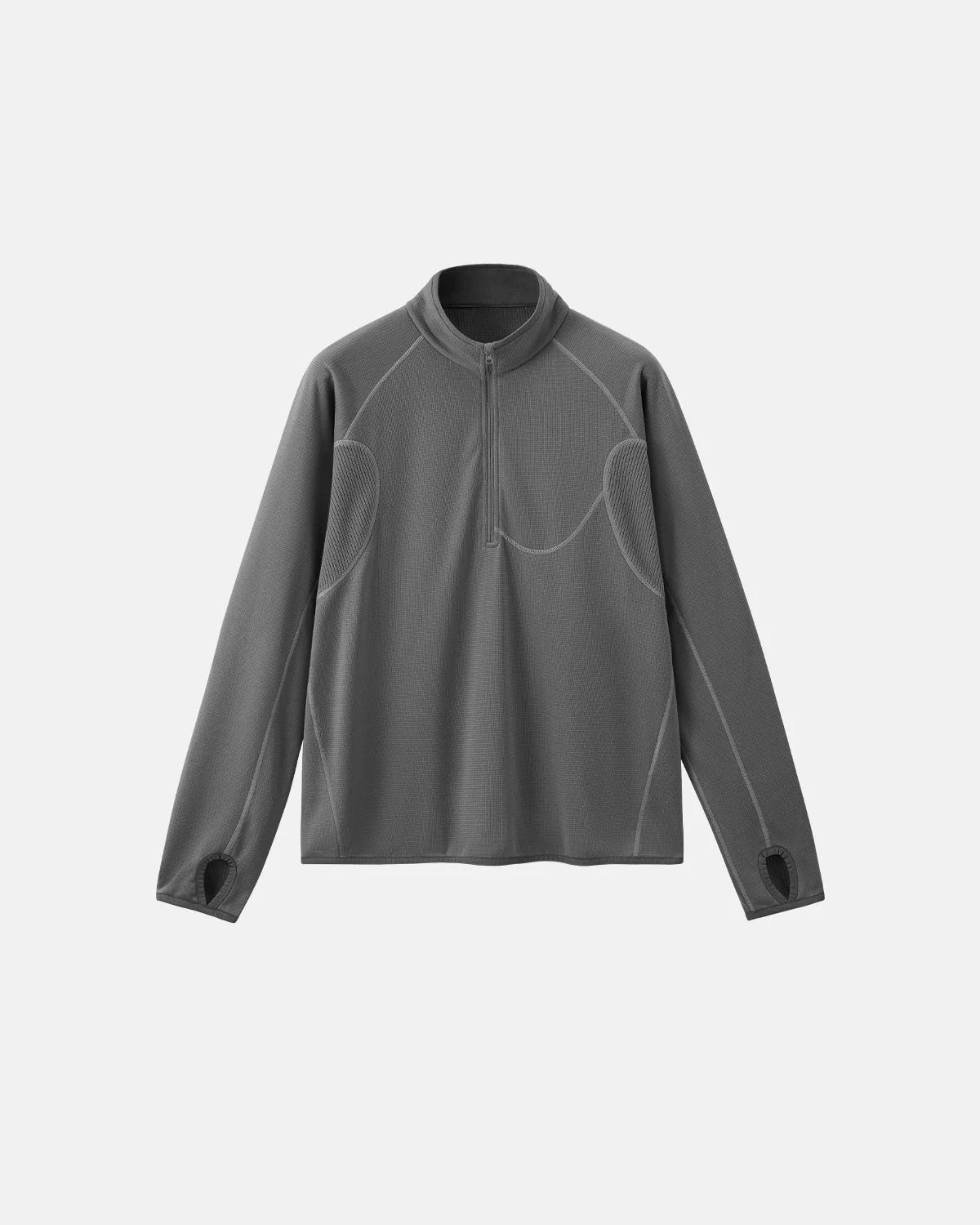 Omygoods Breathable Grid Fleece Half-Zip Sweatshirt