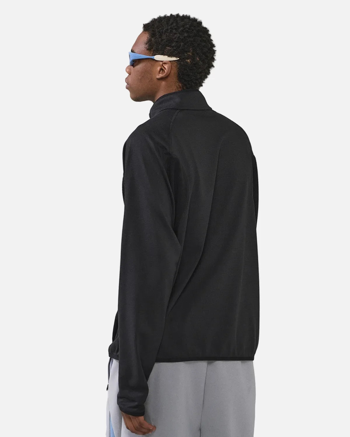 Omygoods Breathable Grid Fleece Half-Zip Sweatshirt
