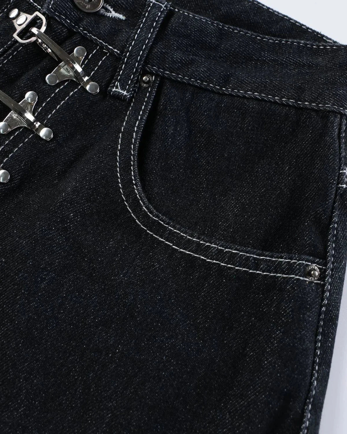 Omygoods Buckle Detail Raw Denim Jorts