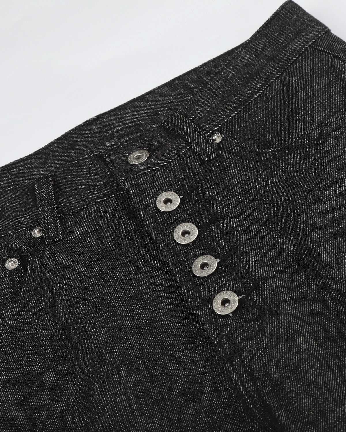 Omygoods Button Detail Deconstructed Raw Baggy Jeans