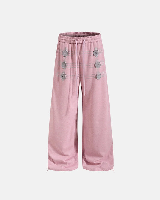 Omygoods Button Detail Wide-Leg Sweatpants