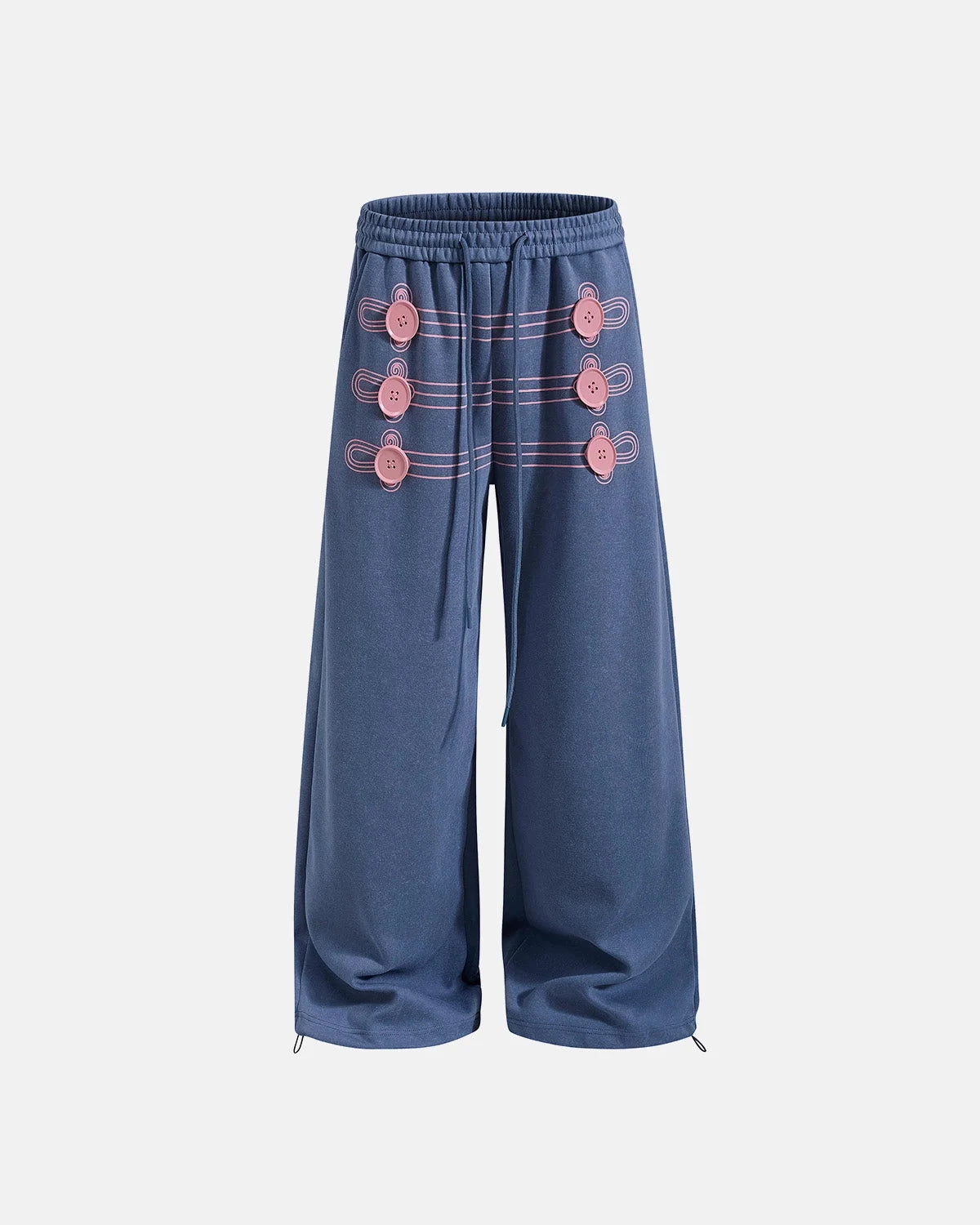 Omygoods Button Detail Wide-Leg Sweatpants