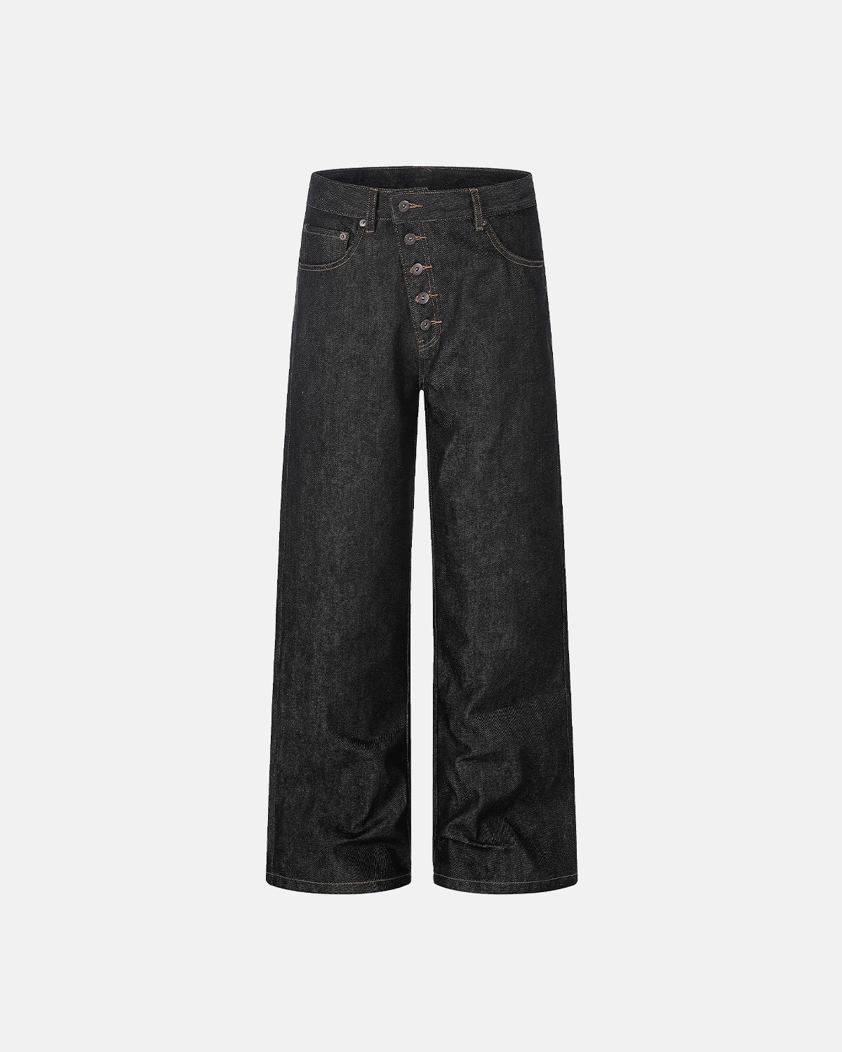 Omygoods Button Fly Raw Baggy Jeans