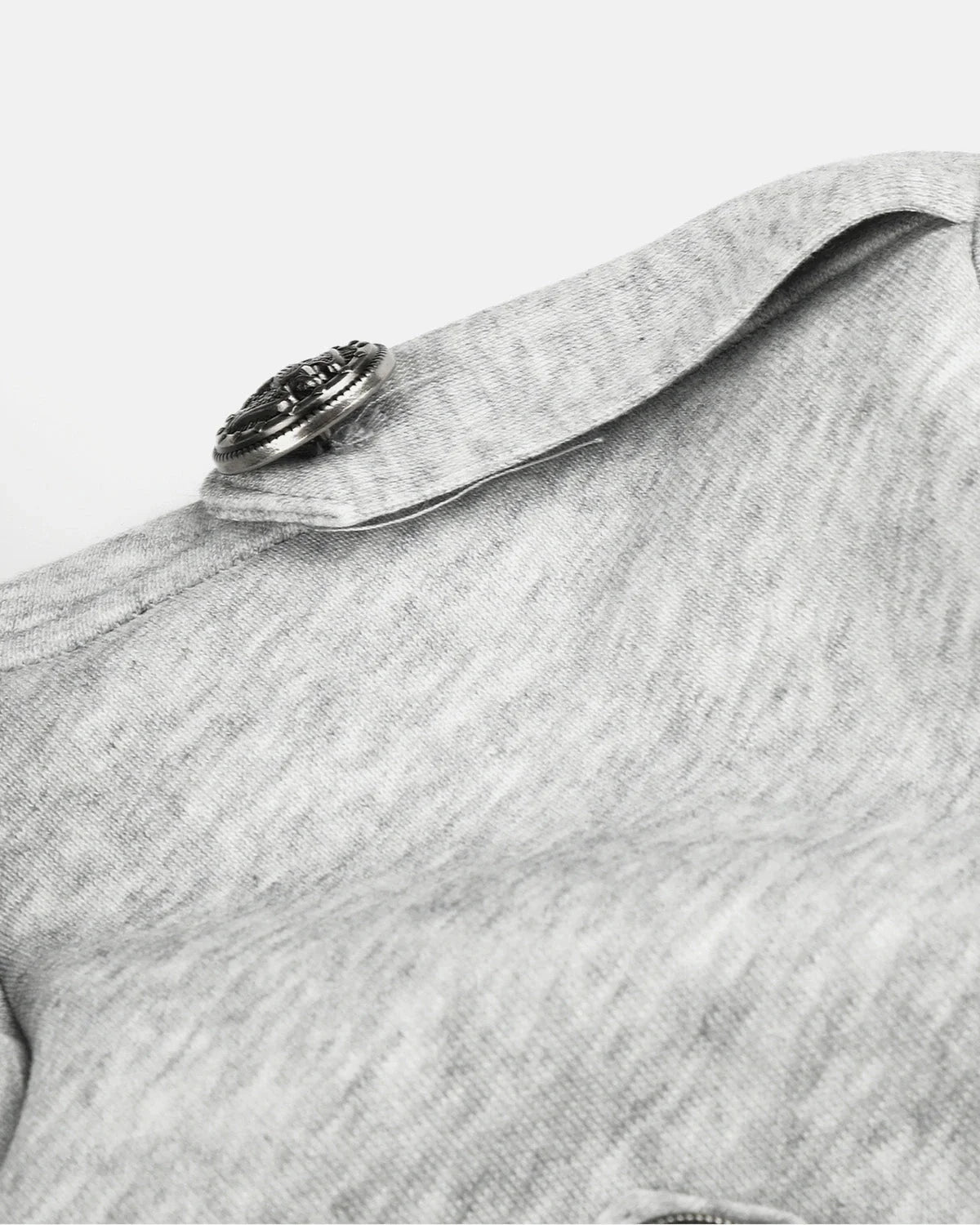 Omygoods Silver Button Stand Collar Zip Jacket