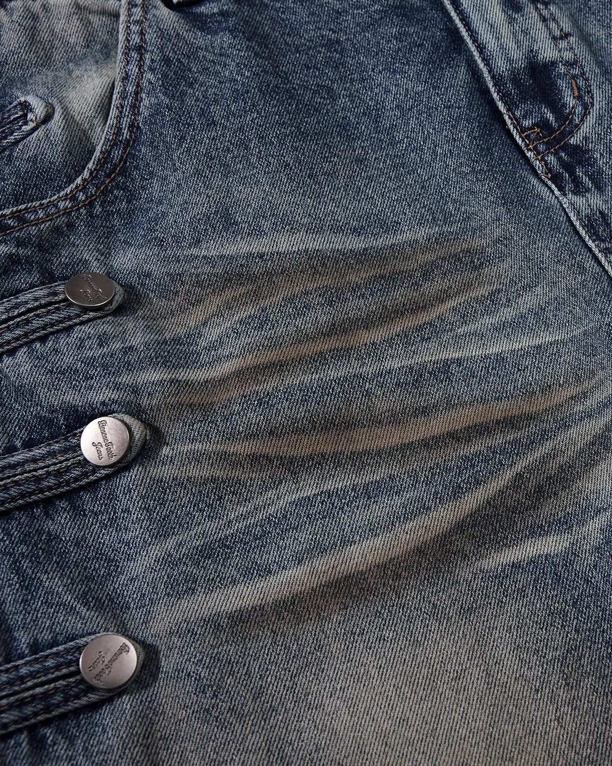 Omygoods Button-Tab Dirty Wash Barrel Jeans