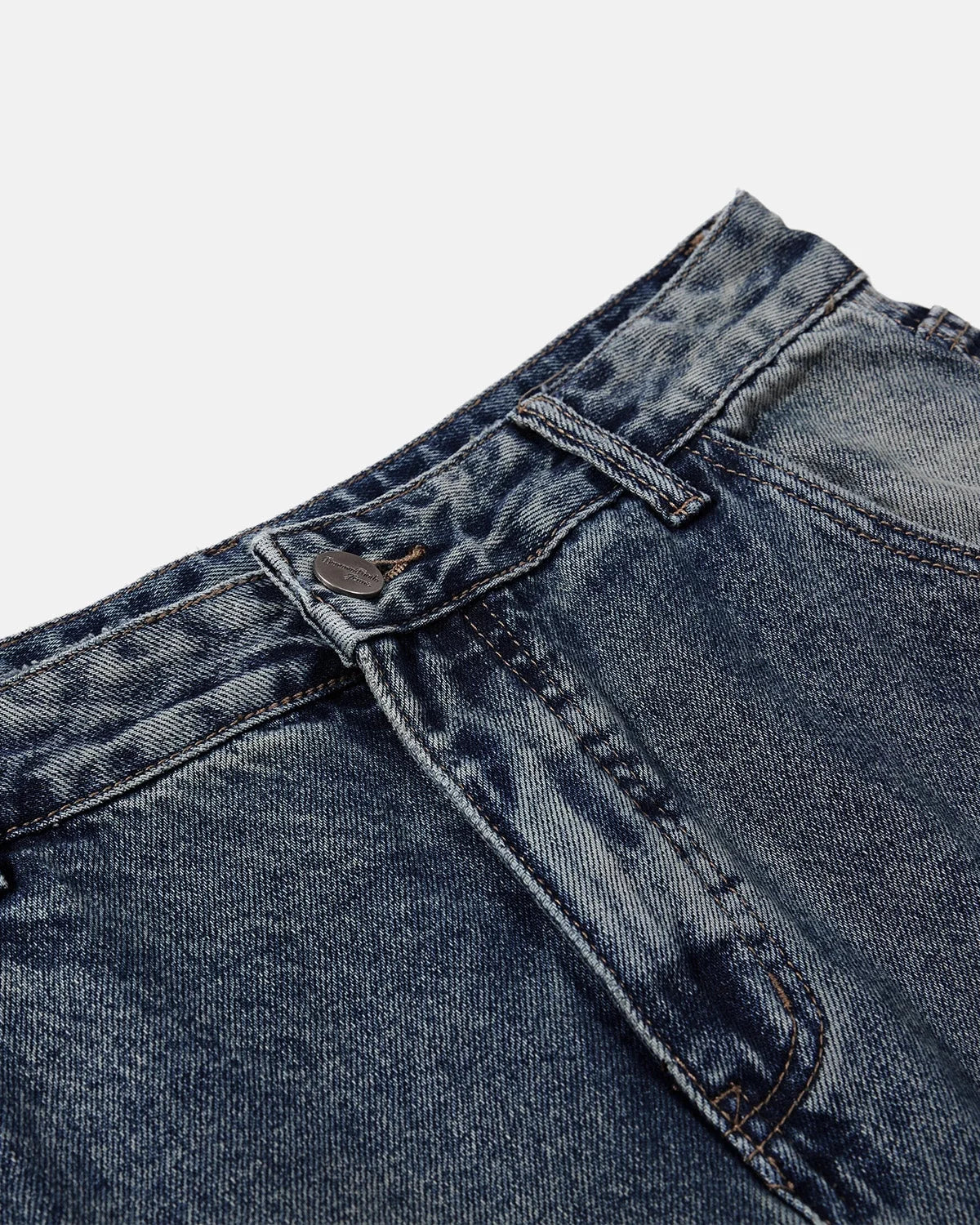 Omygoods Button-Tab Dirty Wash Barrel Jeans