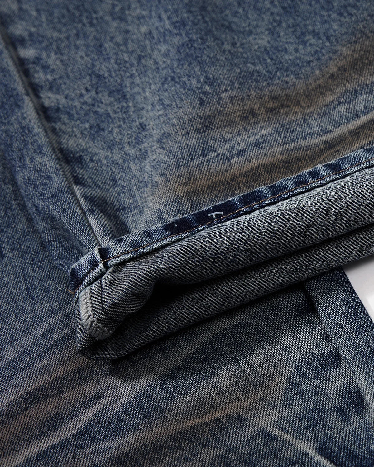 Omygoods Button-Tab Dirty Wash Barrel Jeans