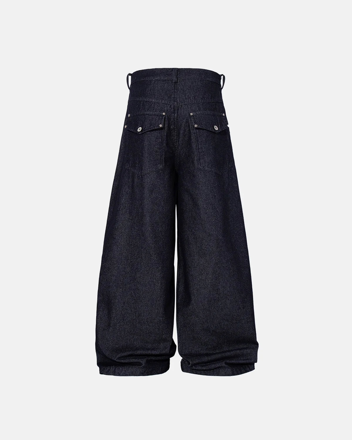 Omygoods Flap Pocket Raw Blue Baggy Jeans