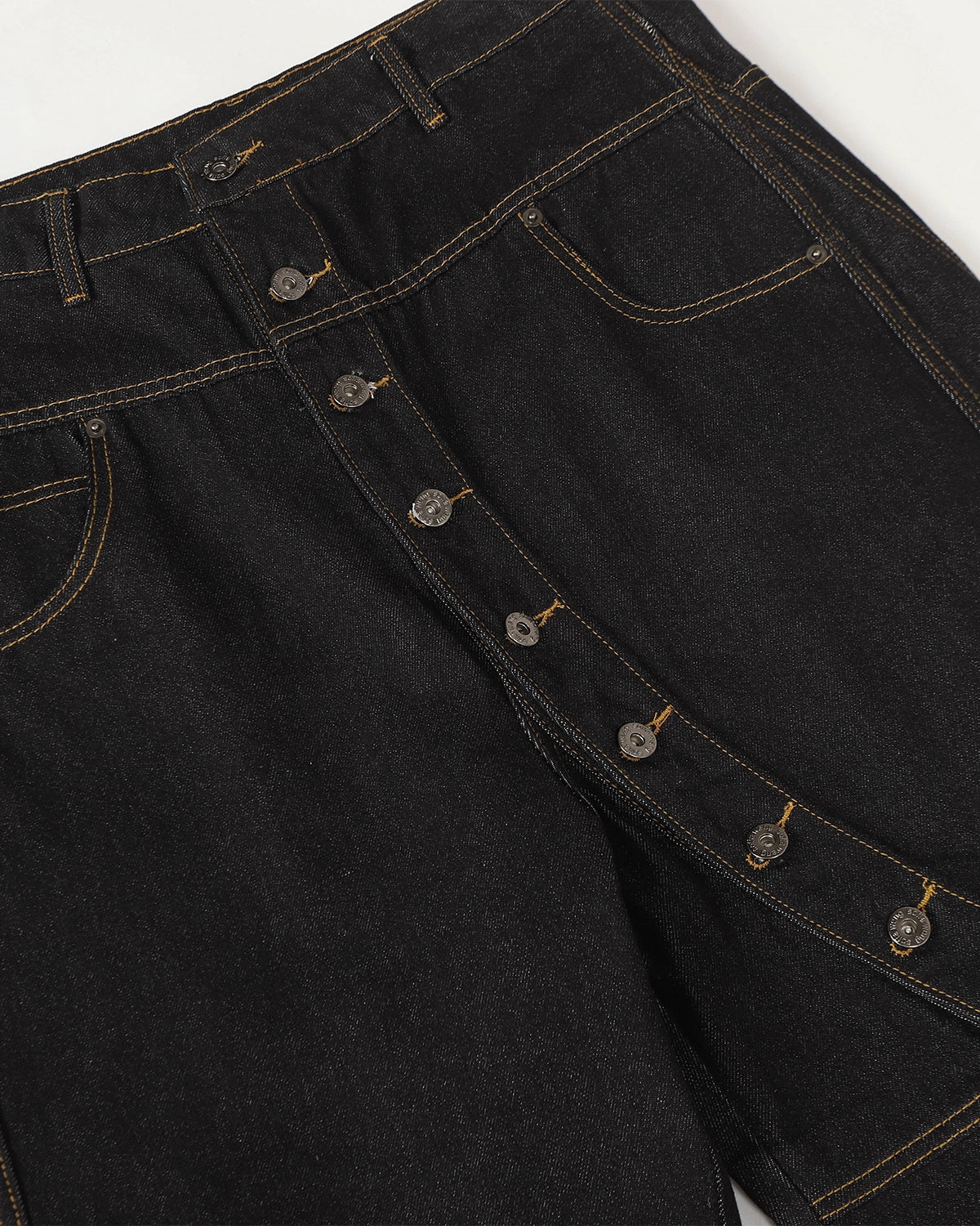 Omygoods Off-Center Button Raw Baggy Jeans