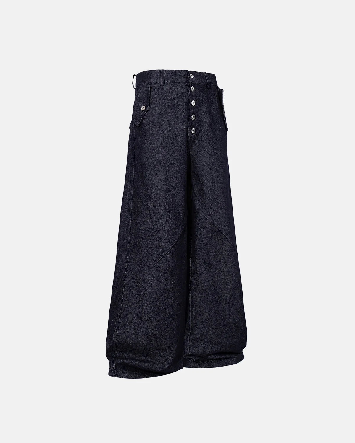 Omygoods Flap Pocket Raw Blue Baggy Jeans