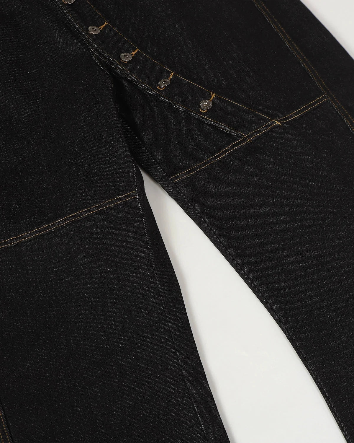 Omygoods Off-Center Button Raw Baggy Jeans