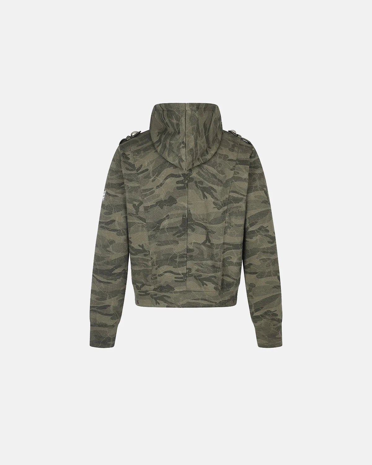 Omygoods Camo Boxy Zip Up Hoodie