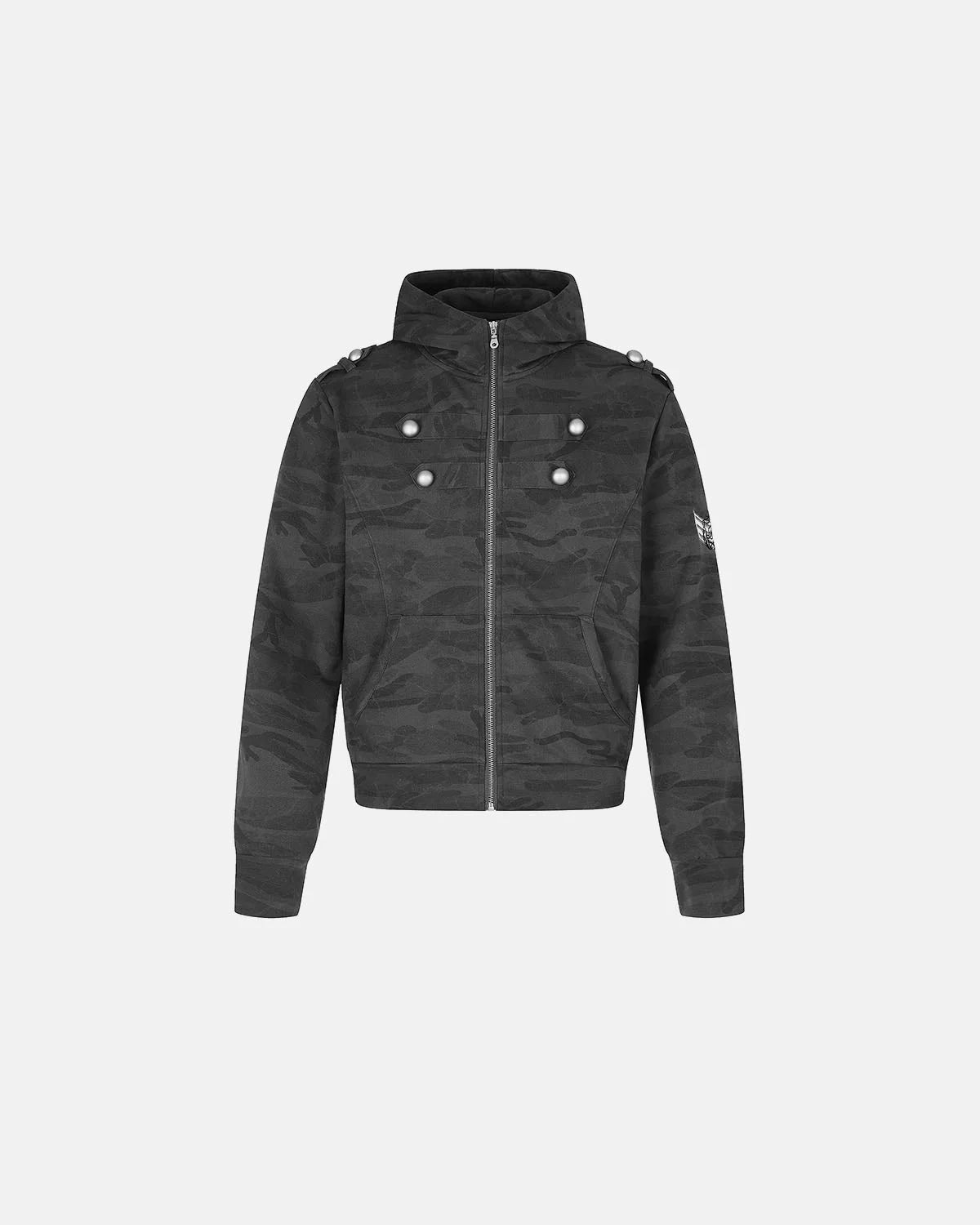 Omygoods Camo Boxy Zip Up Hoodie