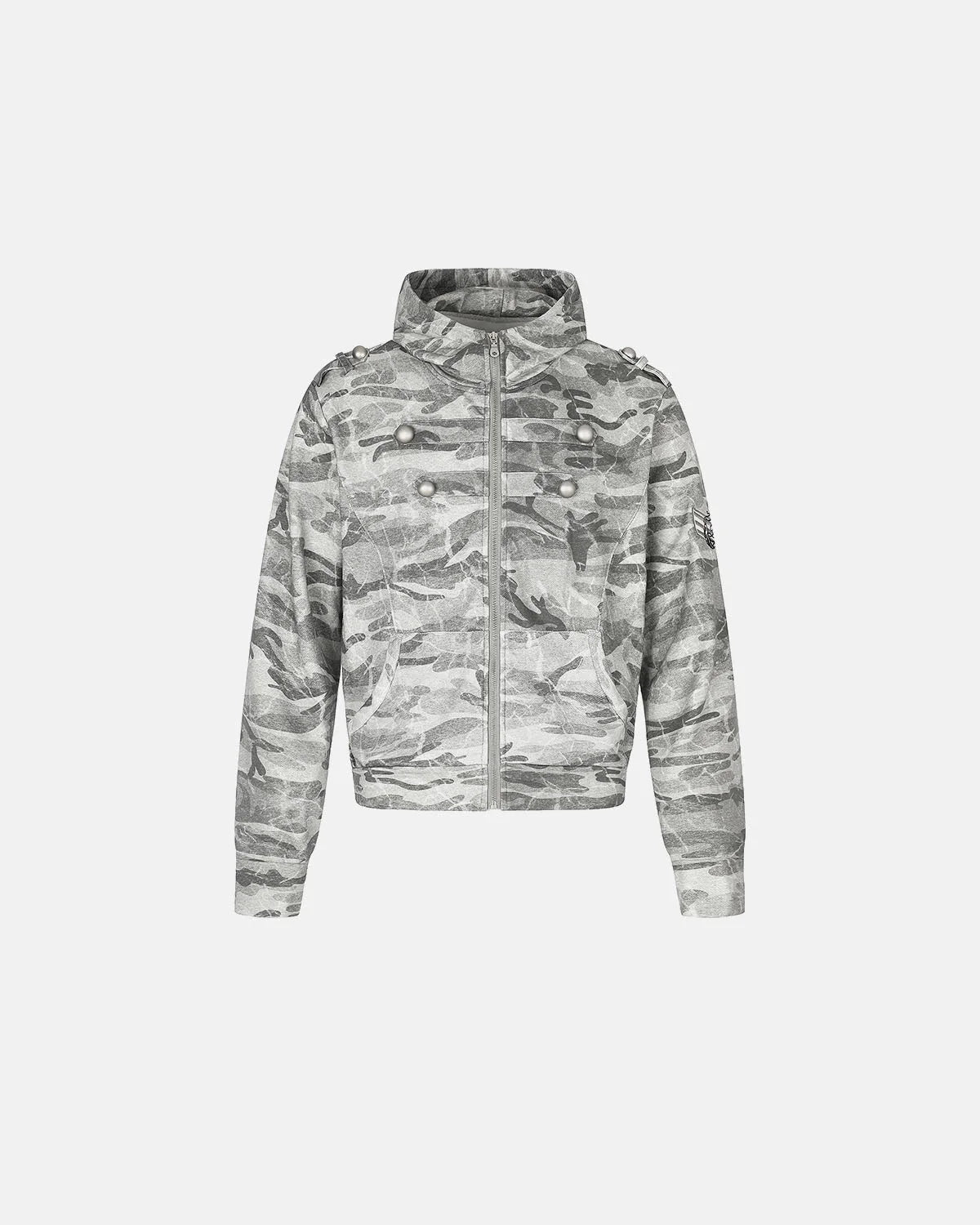 Omygoods Camo Boxy Zip Up Hoodie