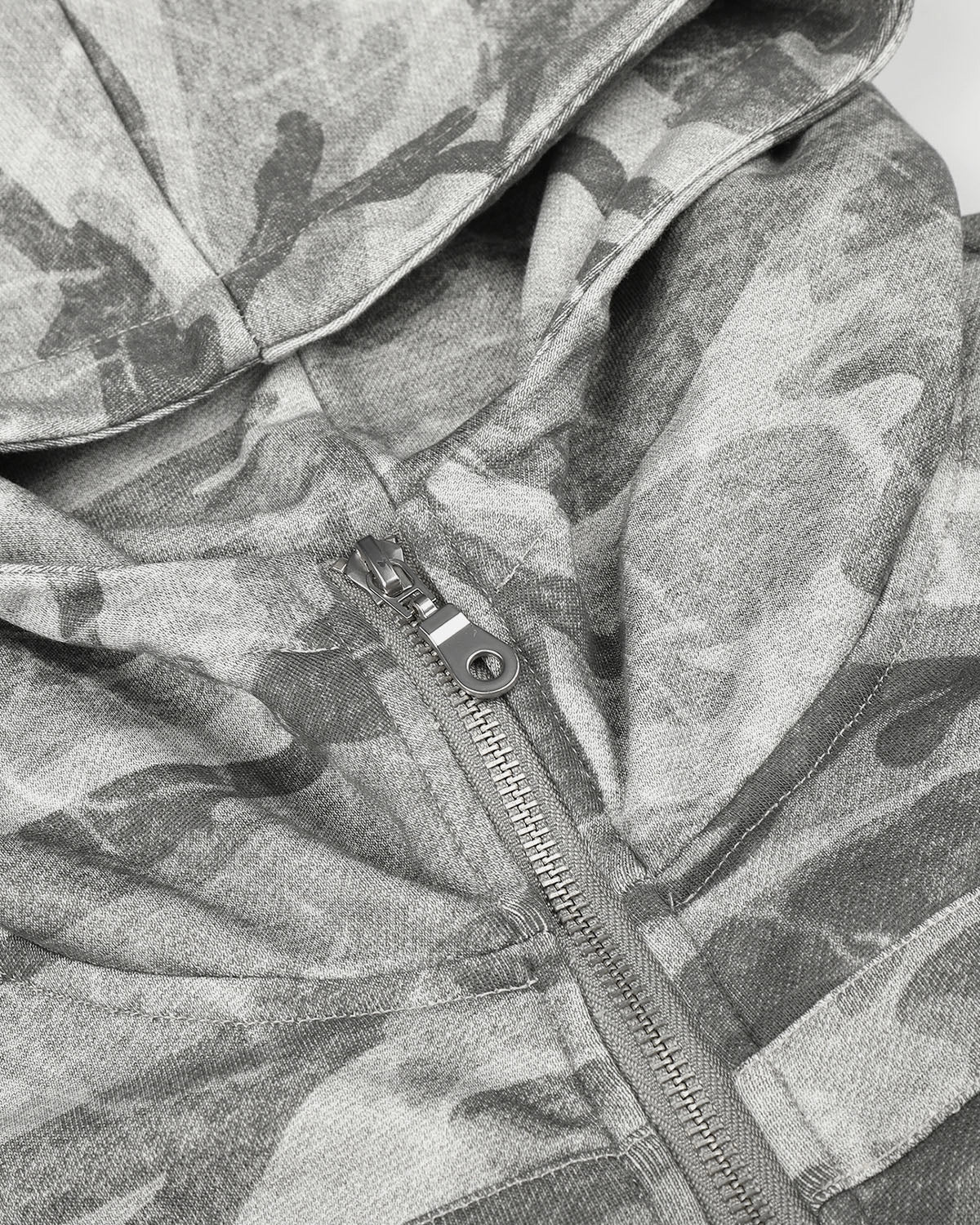 Omygoods Camo Boxy Zip Up Hoodie