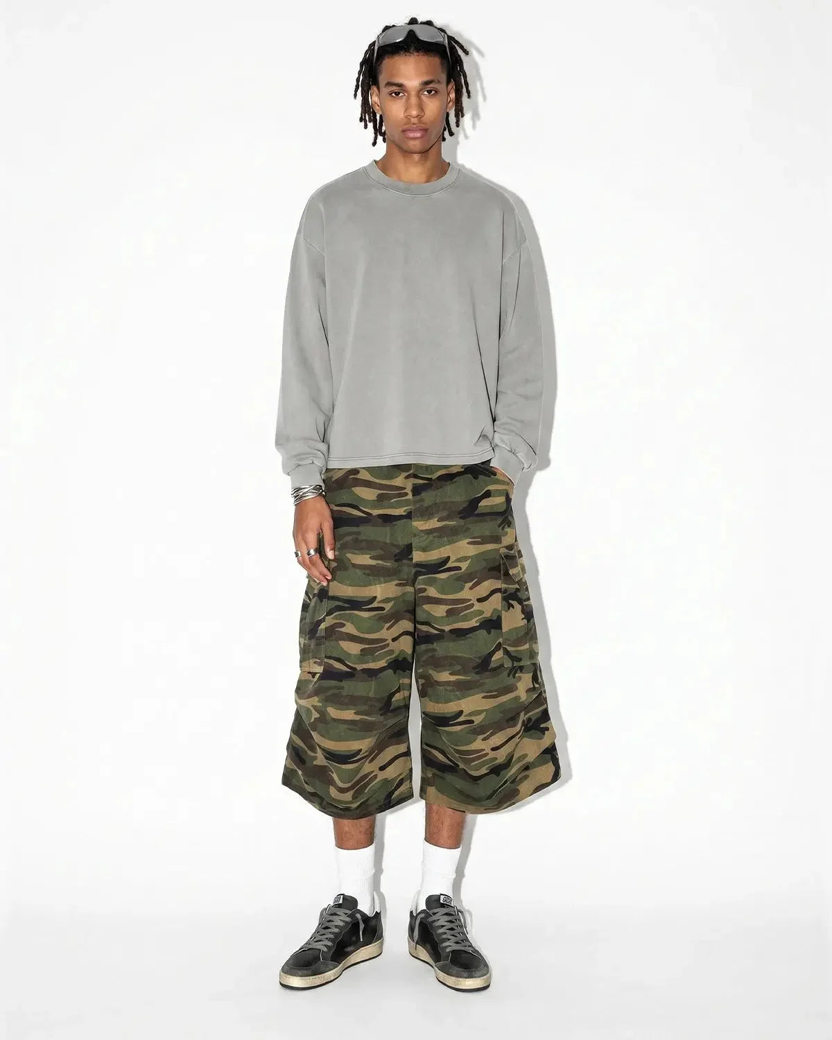 Omygoods Camo Cargo Baggy Shorts