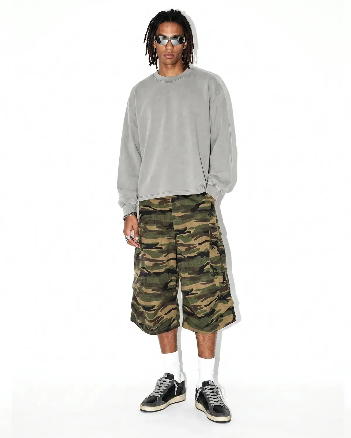 Omygoods Camo Cargo Baggy Shorts
