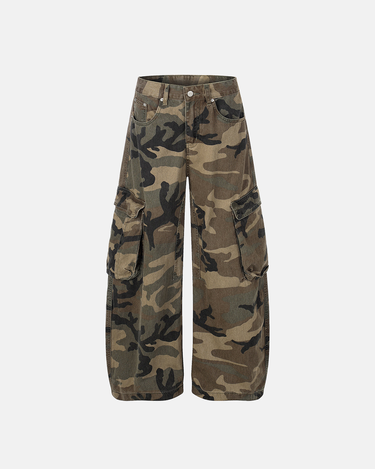 Omygoods Camo Cargo Barrel Pants