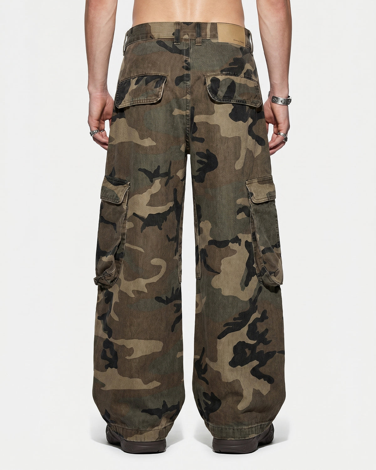 Omygoods Camo Cargo Barrel Pants