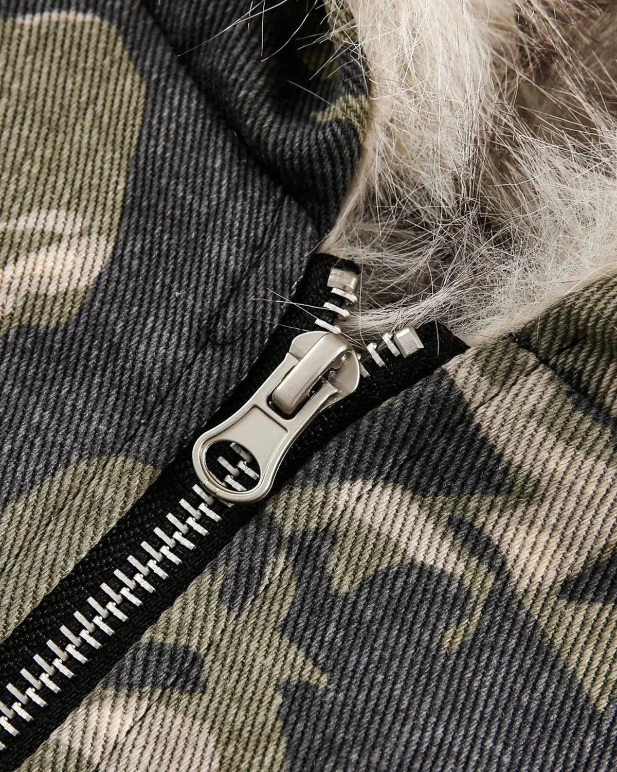 Omygoods Camo Faux Fur Padded Hooded Jacket