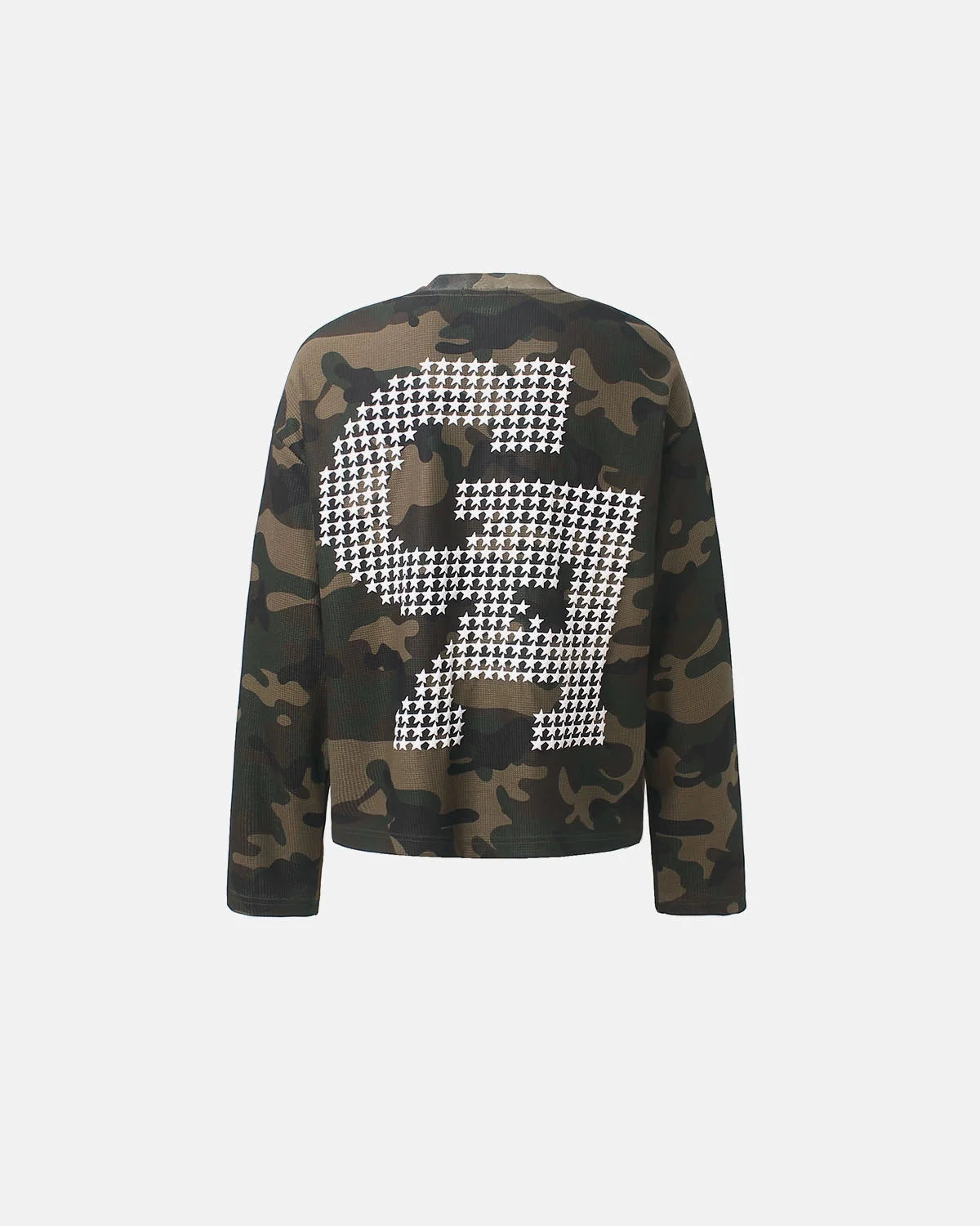 Omygoods Camo Graphic Waffle Long Sleeve T-Shirt
