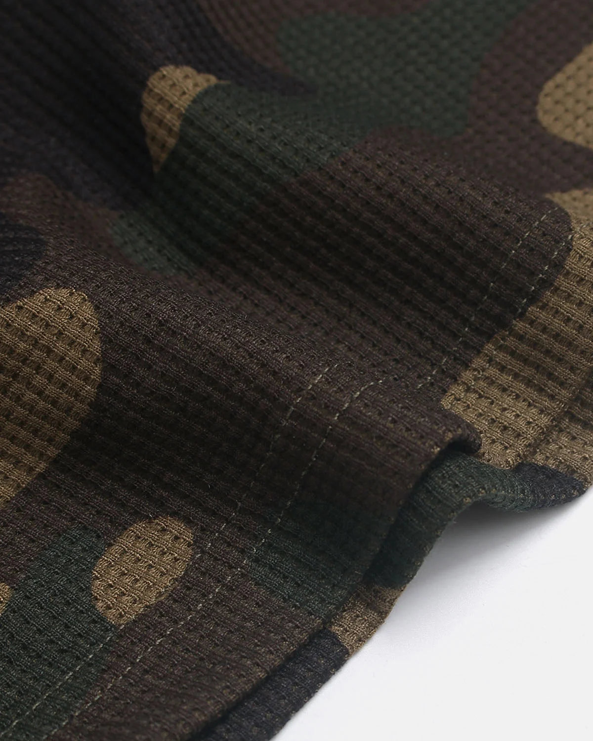 Omygoods Camo Graphic Waffle Long Sleeve T-Shirt