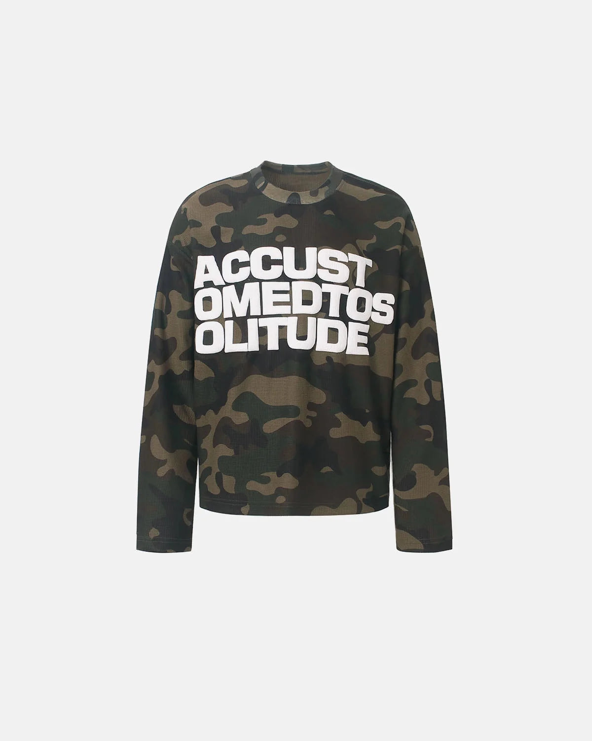 Omygoods Camo Graphic Waffle Long Sleeve T-Shirt