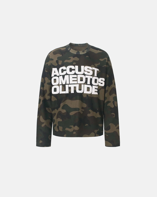 Omygoods Camo Graphic Waffle Long Sleeve T-Shirt