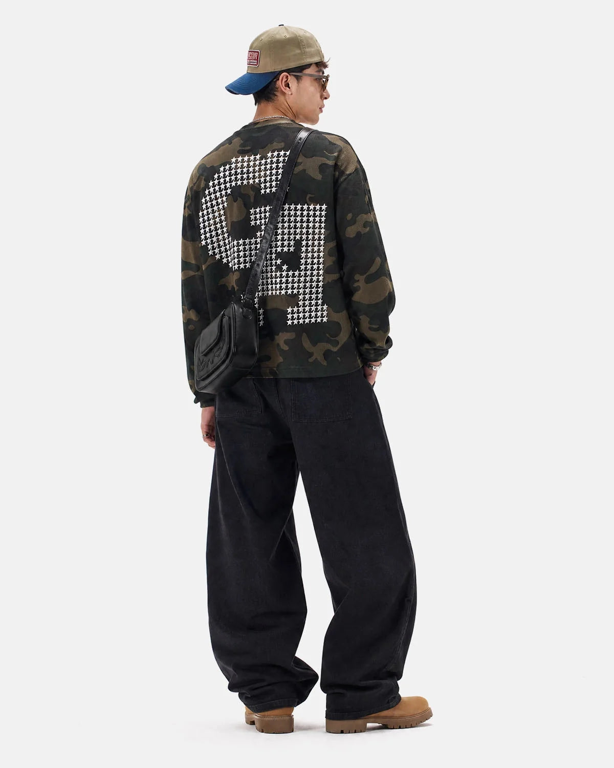 Omygoods Camo Graphic Waffle Long Sleeve T-Shirt