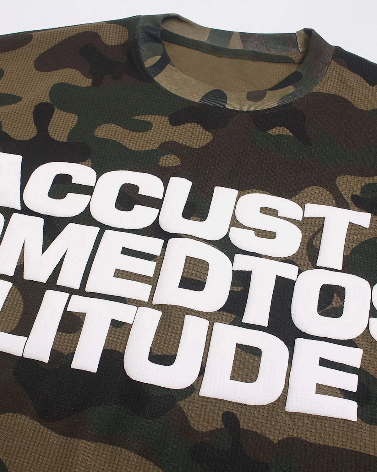 Omygoods Camo Graphic Waffle Long Sleeve T-Shirt