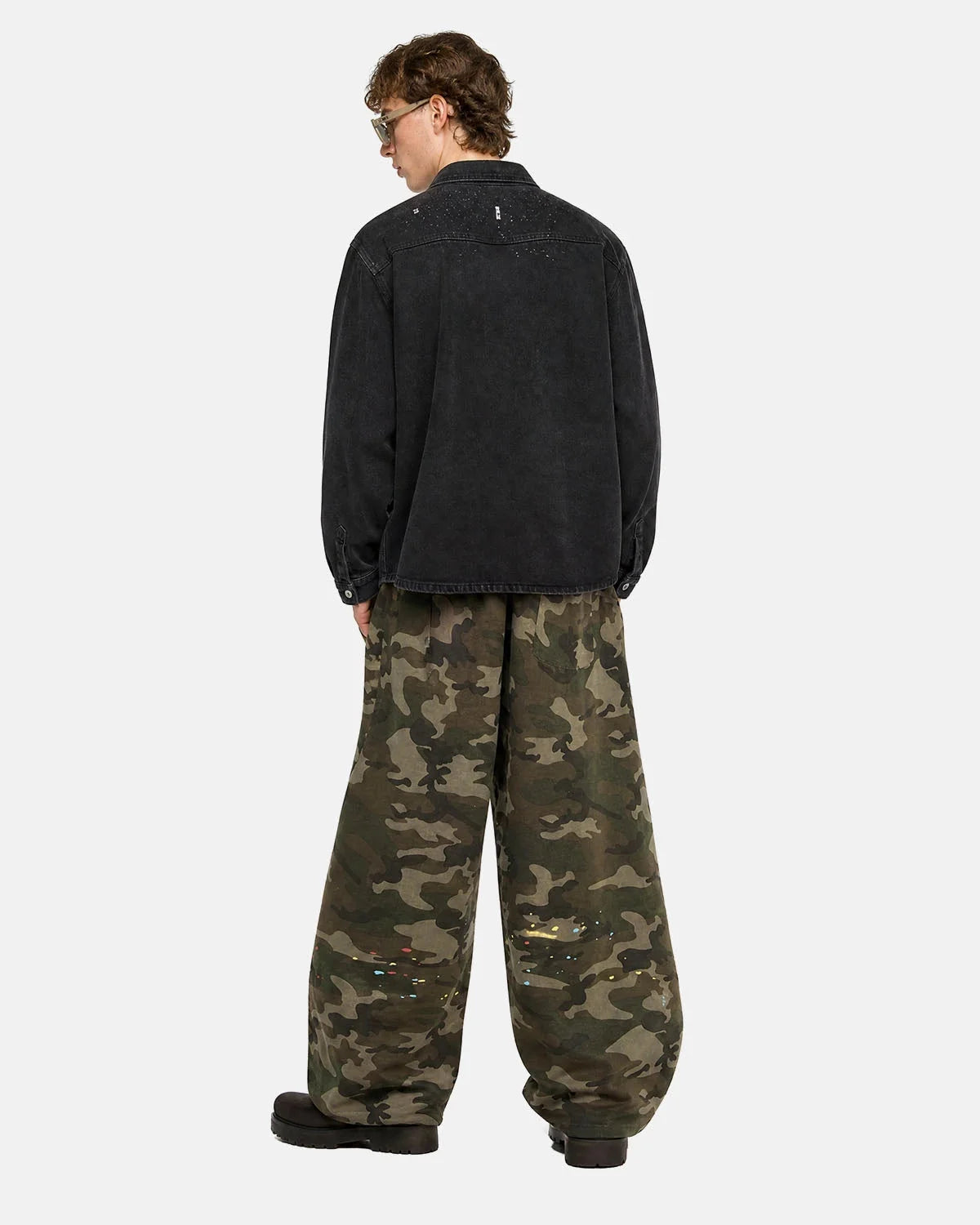 Omygoods Camo Graphic Wide-Leg Sweatpants
