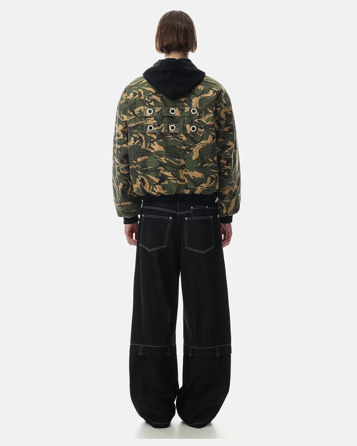 Omygoods Camo Hooded Bomber Jacket