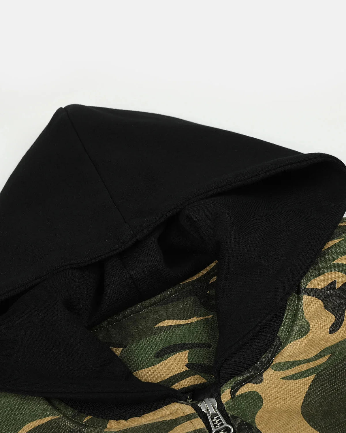 Omygoods Camo Hooded Bomber Jacket