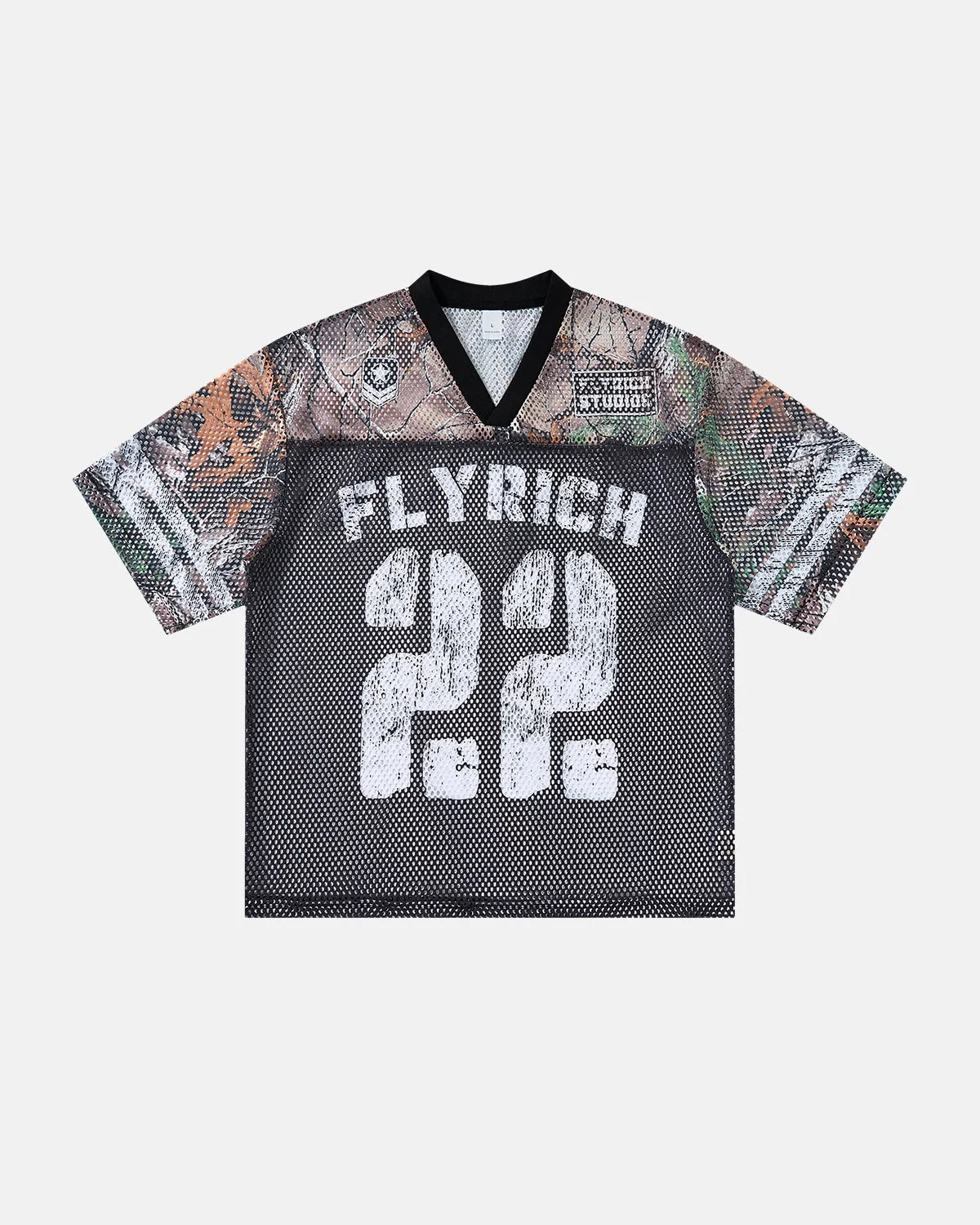 Omygoods Camo Mesh Digital Print Jersey Tee
