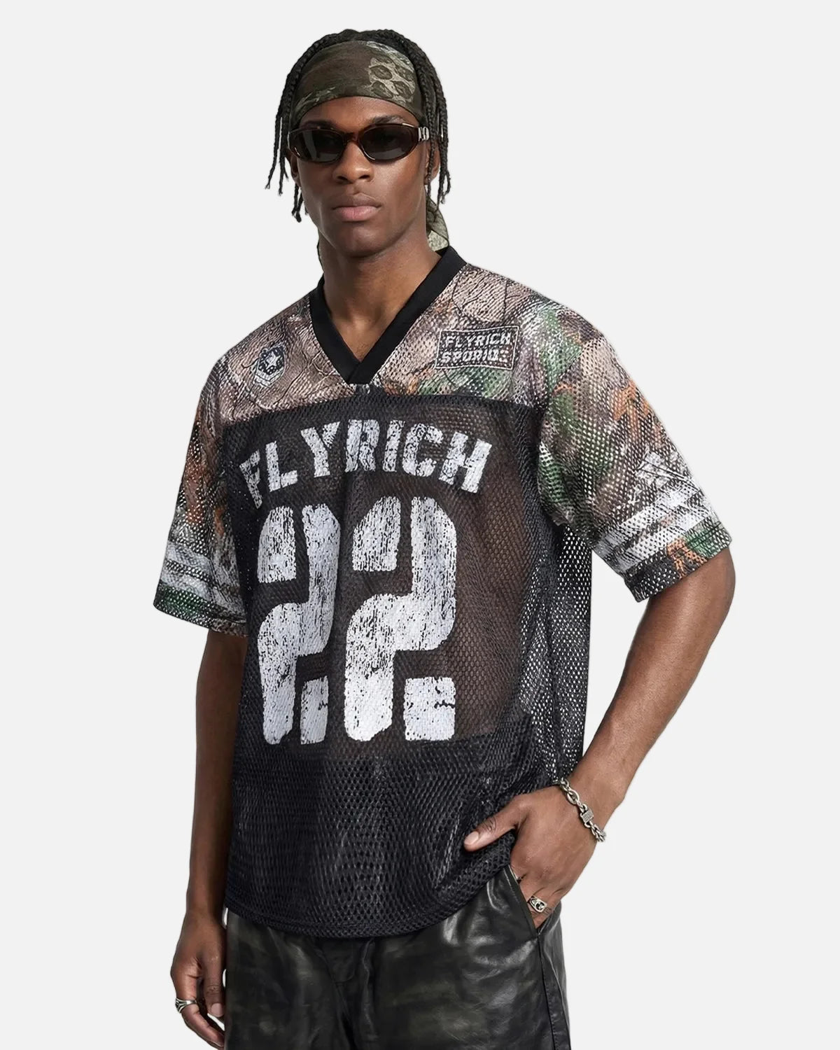 Omygoods Camo Mesh Digital Print Jersey Tee
