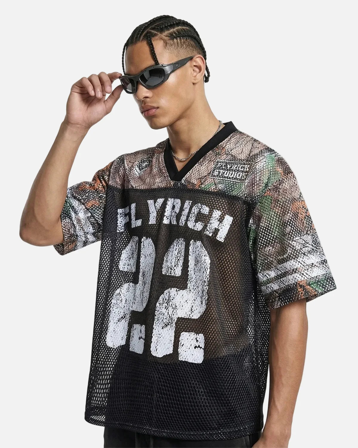 Omygoods Camo Mesh Digital Print Jersey Tee