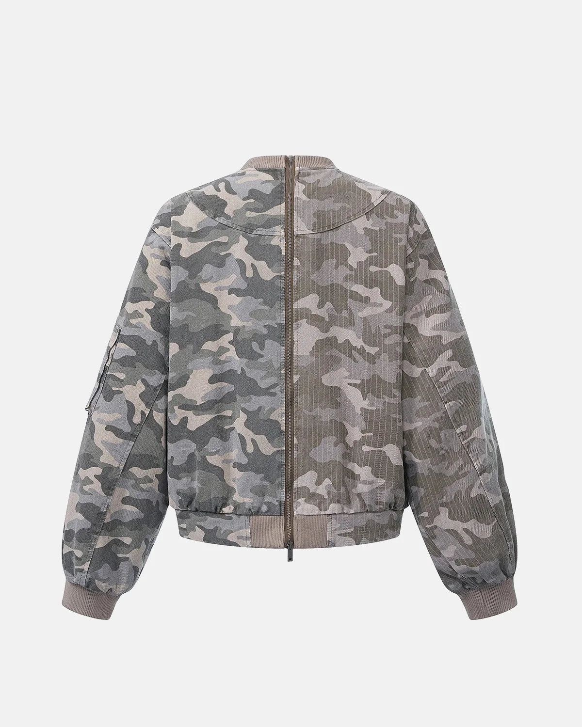 Omygoods Camo Metal Clasp Bomber Jacket