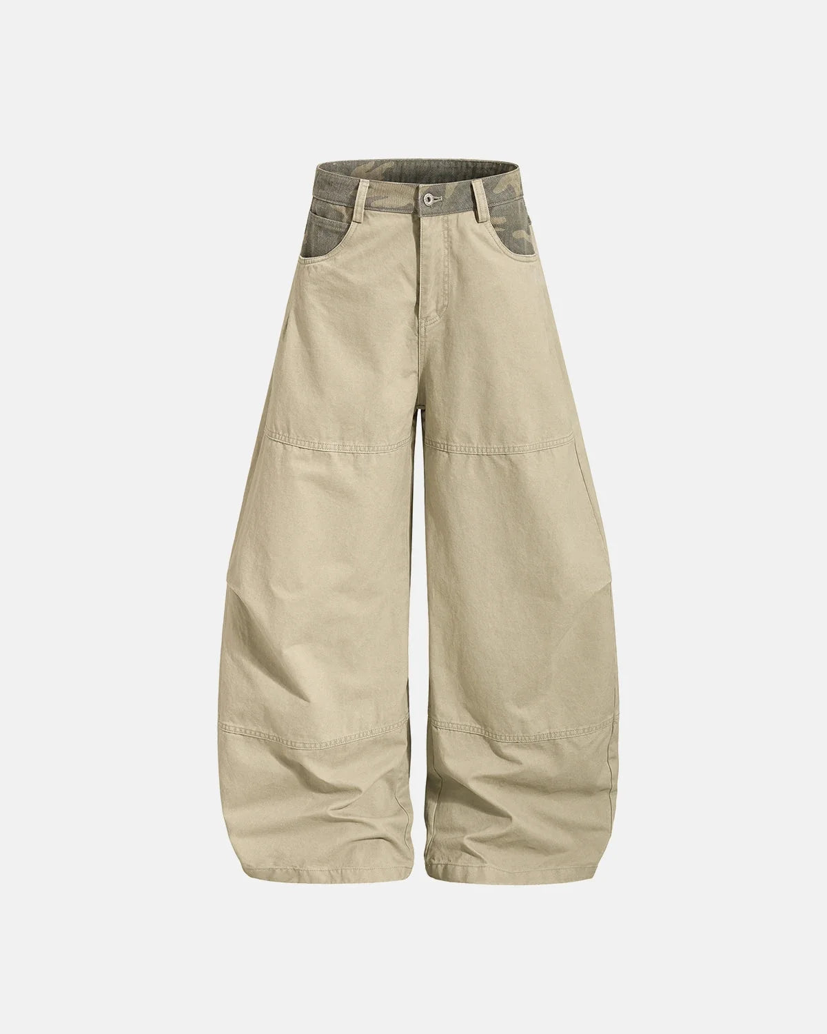 Omygoods Camo Patchwork Barrel Pants