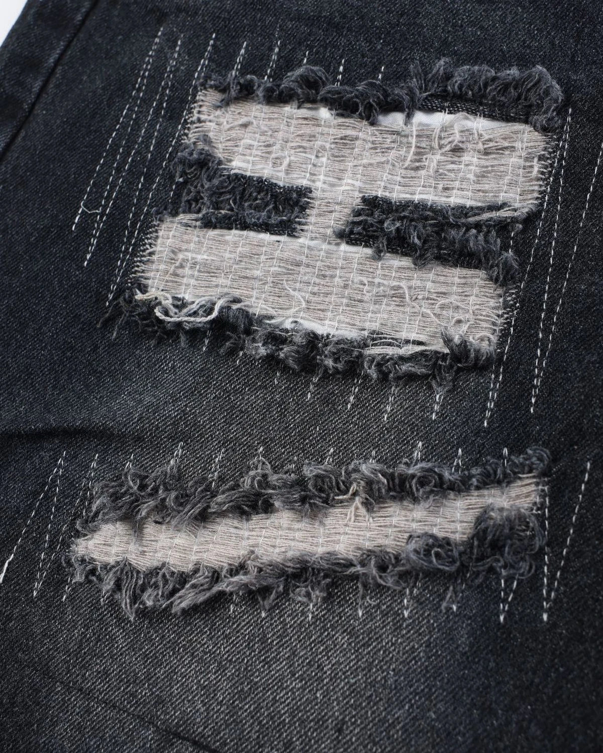 Omygoods Camo Patchwork Washed Denim Jorts