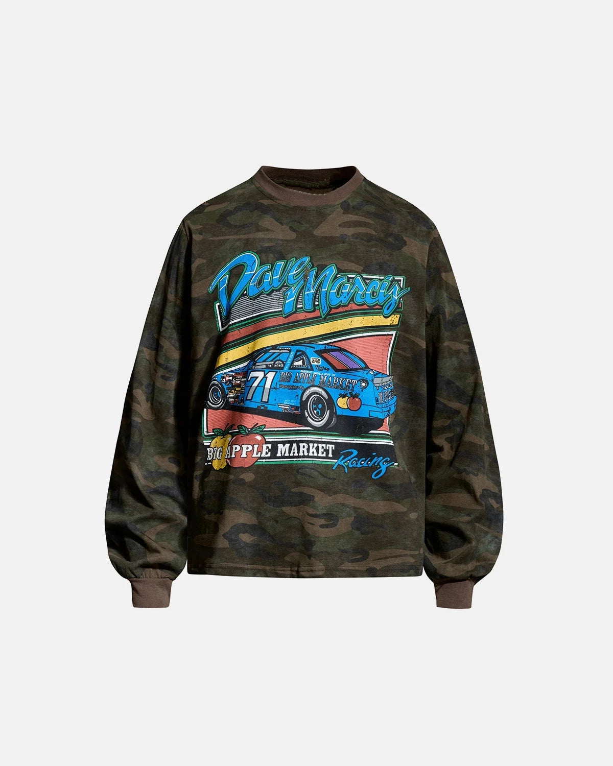 Omygoods Camo Racing Graphic Long Sleeve T-Shirt