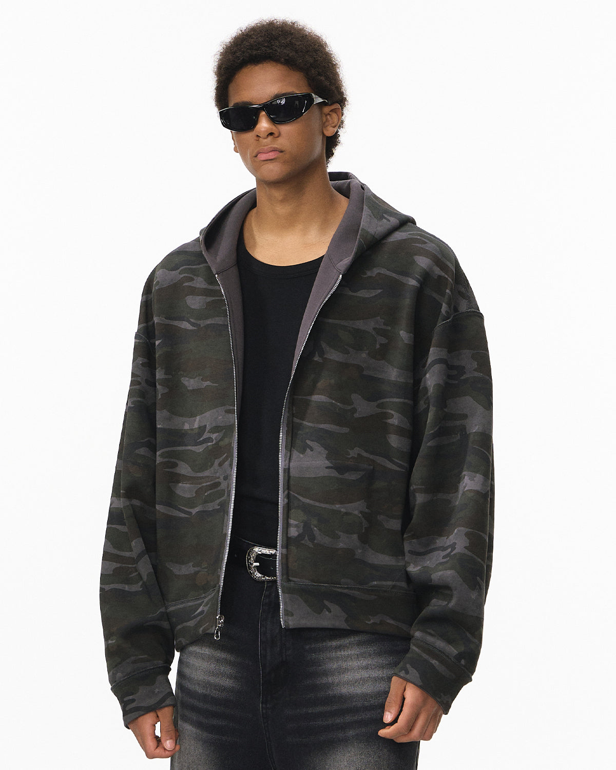 Omygoods Camo Reversible Zip Up Jacket