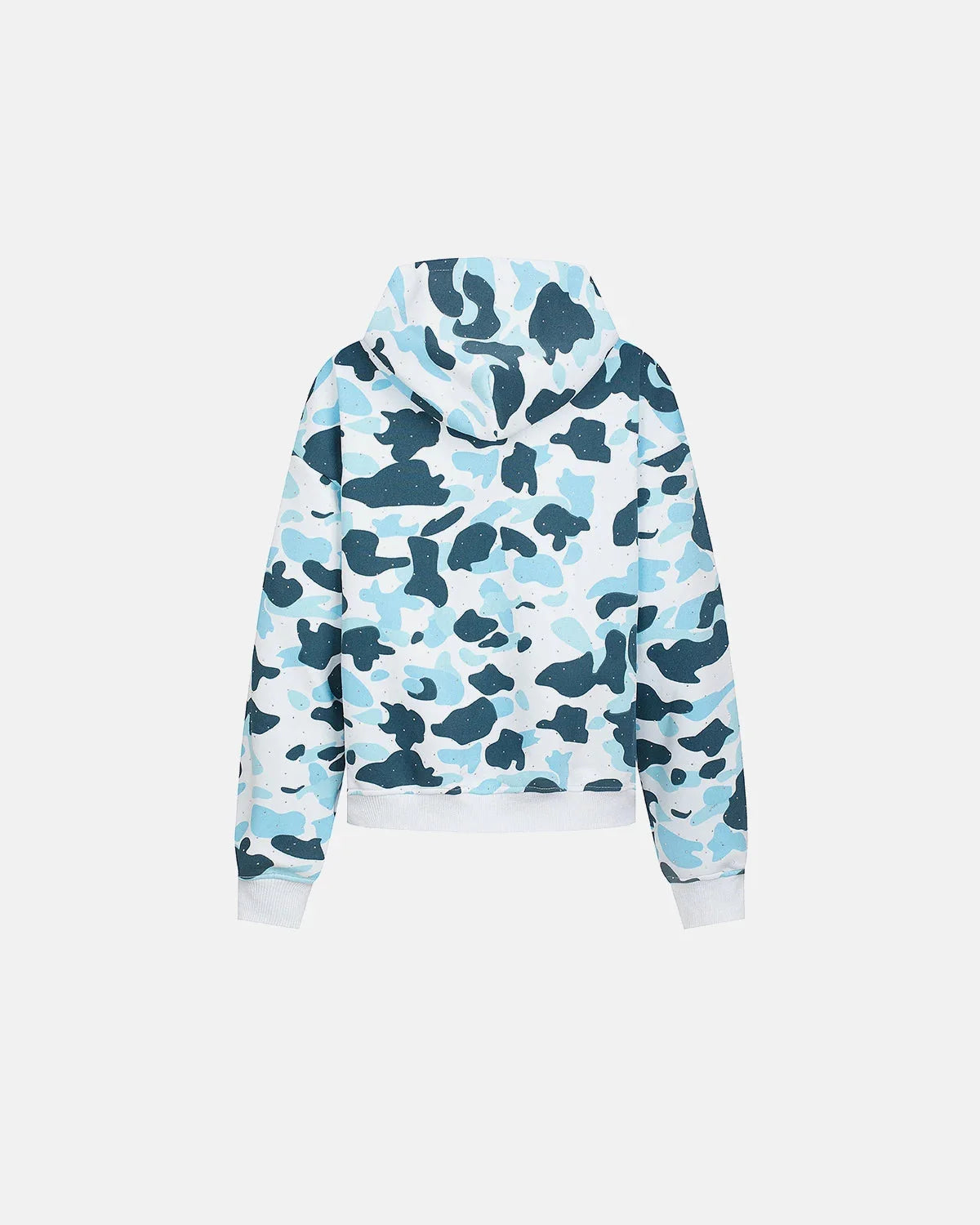 Omygoods Camo Rhinestone Mega Zip Cropped Hoodie